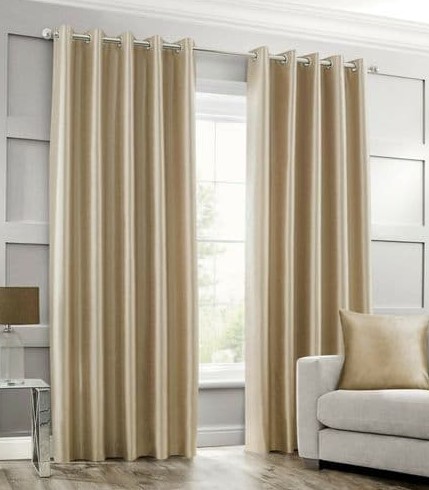 Plain Silk Curtains beige