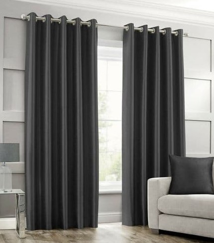 Plain Silk Curtains black