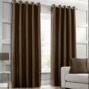 Plain Silk Curtains chocolate brown