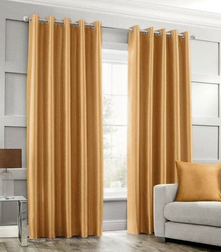 Plain Silk Curtains golden