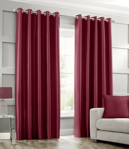 Plain Silk Curtains maroon