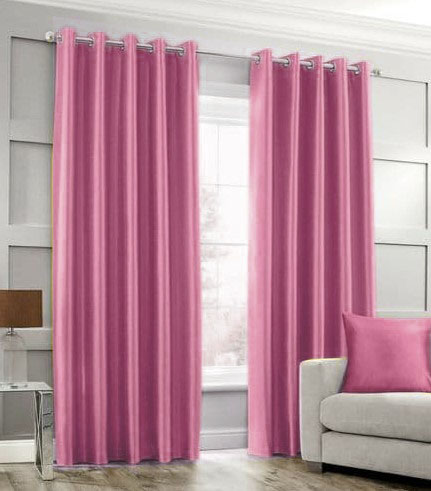 Plain Silk Curtains pink