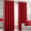 Plain Silk Curtains red