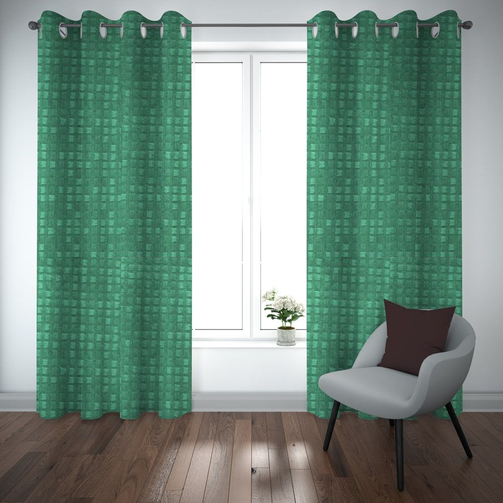 Self Jacquard Curtains green