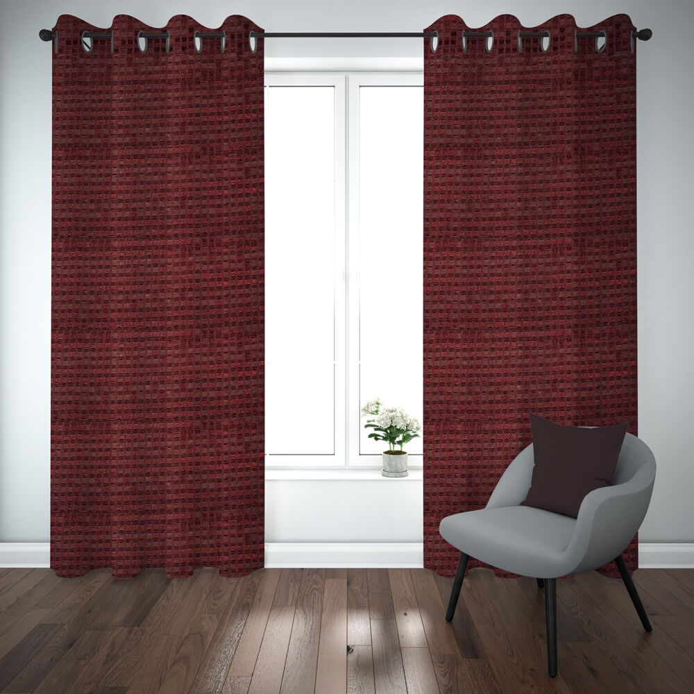 Self Jacquard Curtains maroon