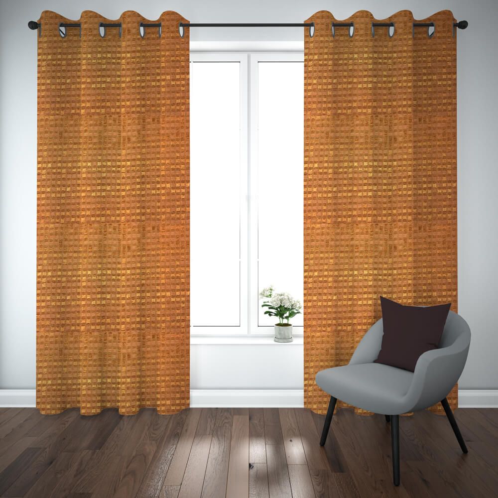 Self Jacquard Curtains orange 2