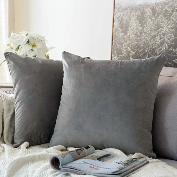 Velvet Cushion Covers Light Grey