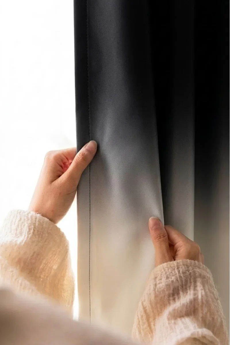Alternative view of BLACK FROSTED OMBRE VELVET CURTAINS – SET OF 2 PANELS