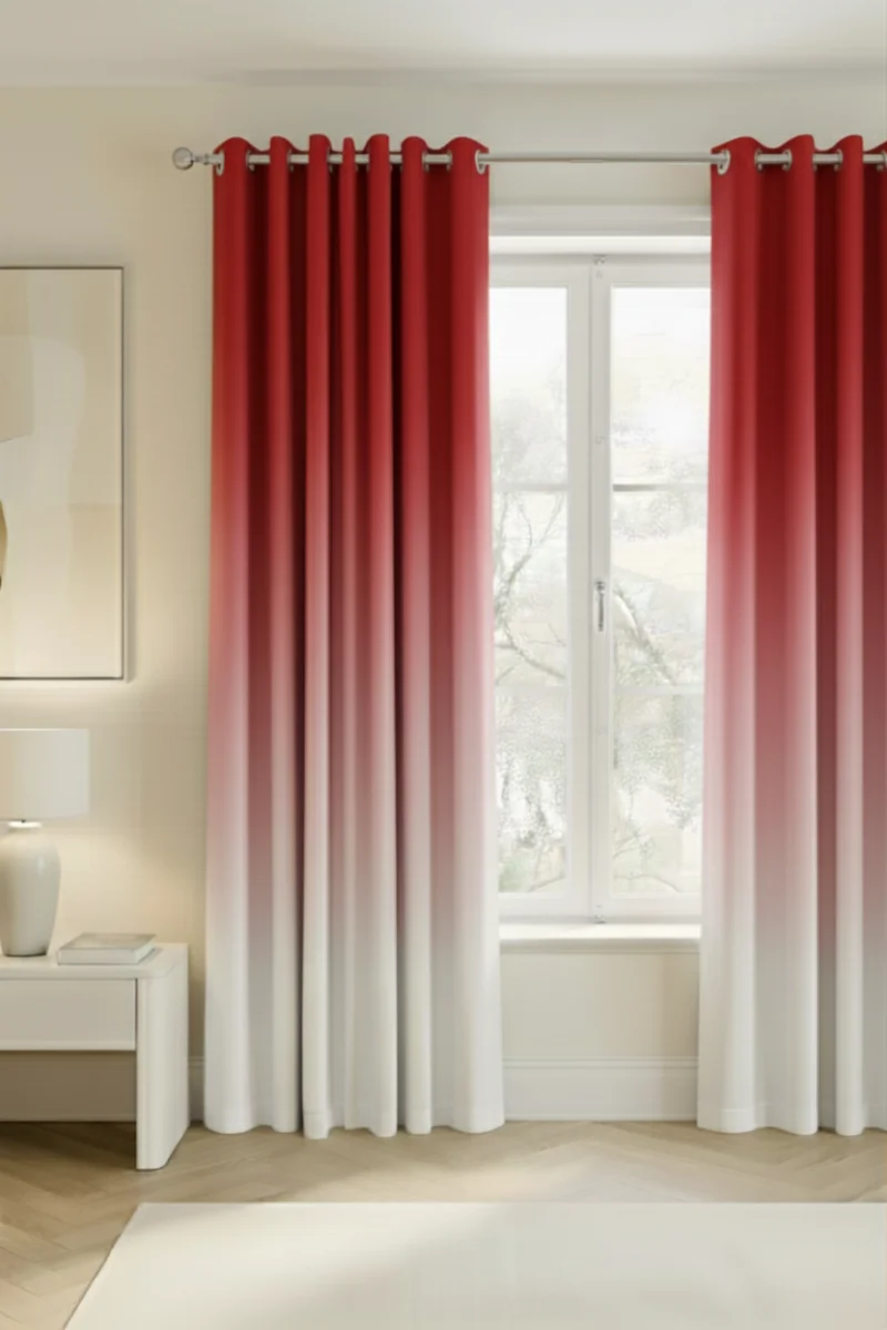 Gradient Curtains bright red frost