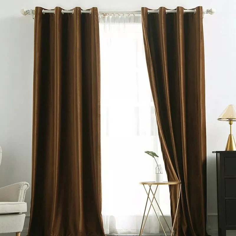 Luxury Velvet Curtains Brown