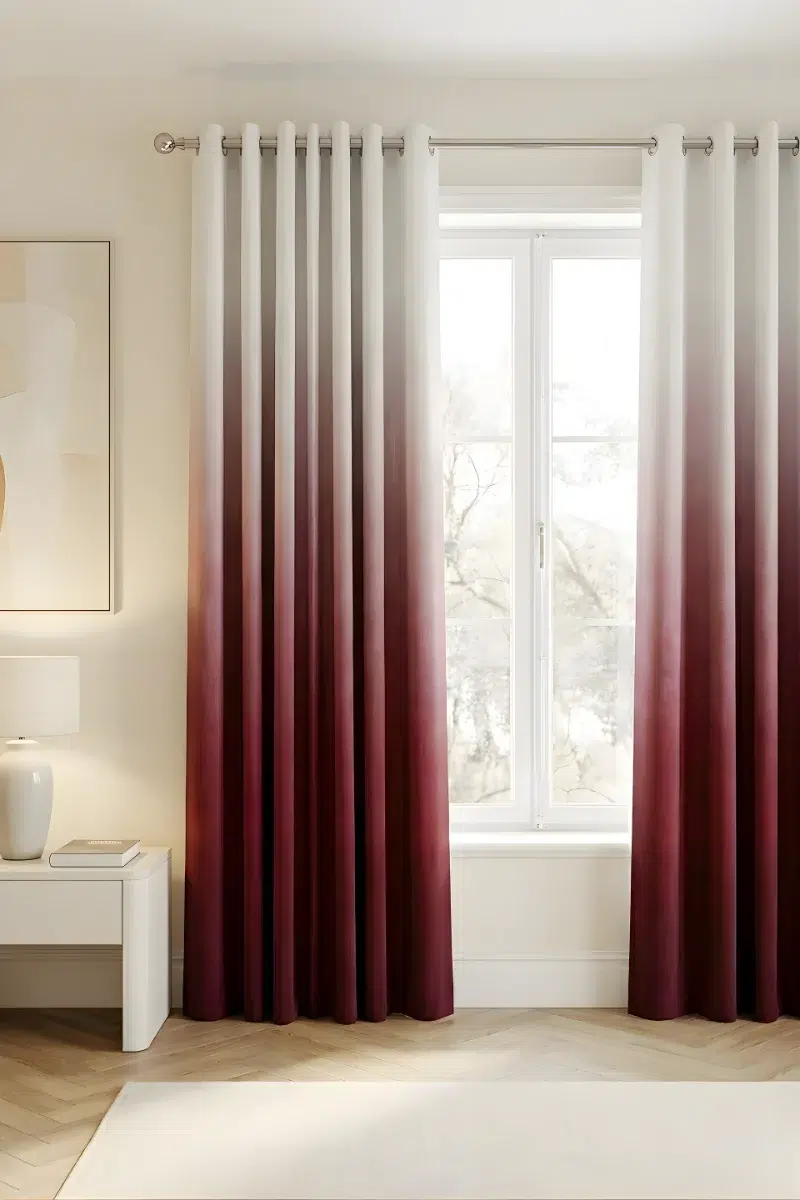 Gradient Curtains dip dye burgundy