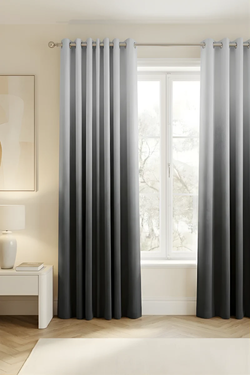 Gradient Curtains dip dye charcoal grey