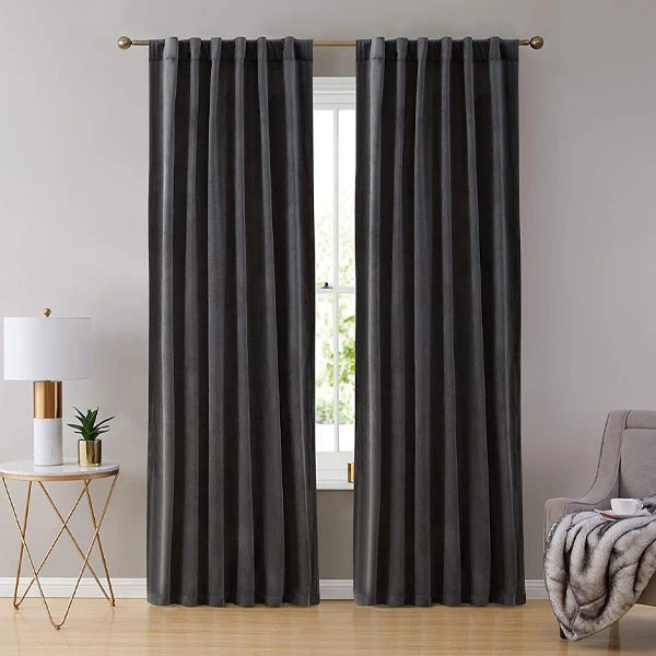 Luxury Velvet Curtains Dark Grey