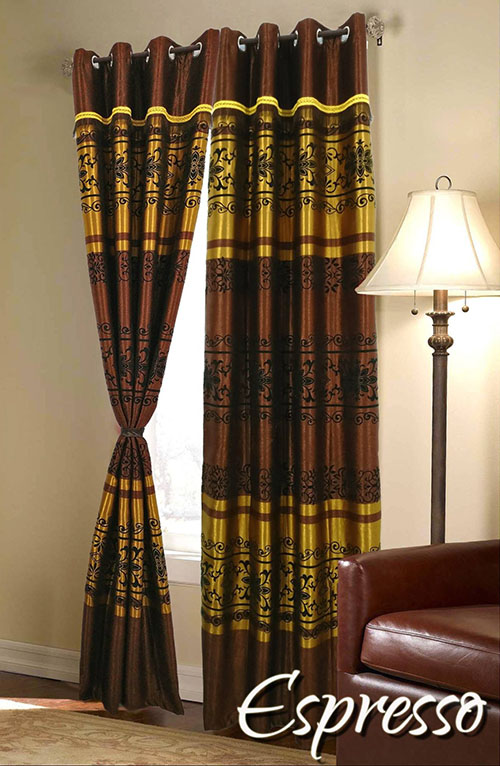flock leather curtains brown 1