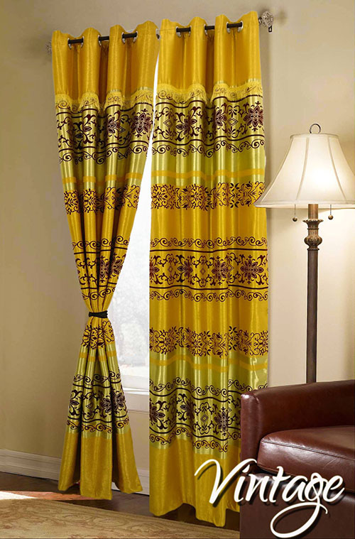 flock leather curtains golden 1