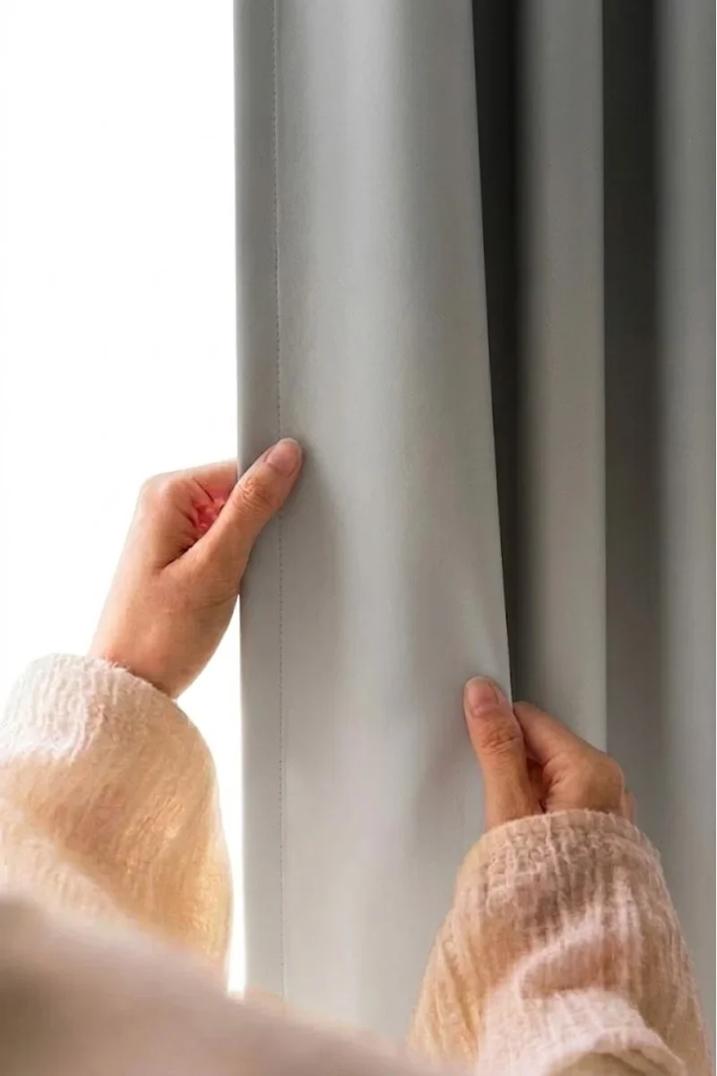Alternative view of LIGHT GREY FROSTED OMBRE VELVET CURTAINS – SET OF 2 PANELS