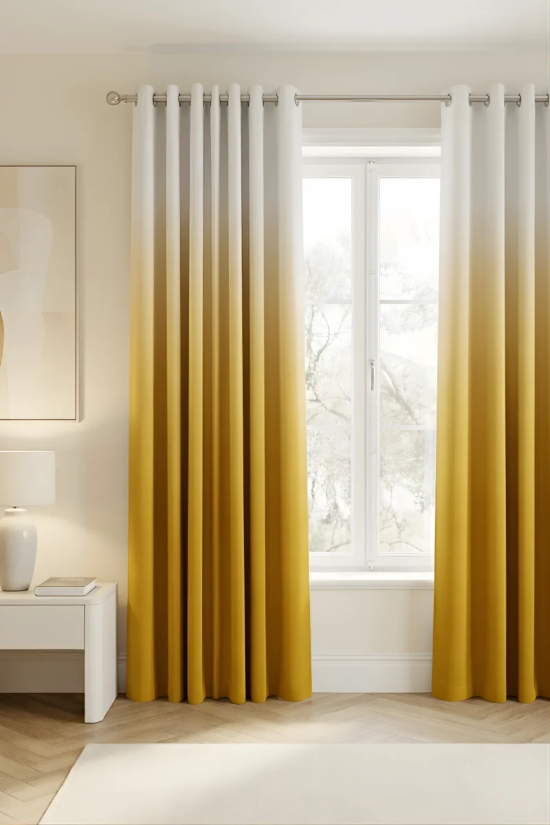 Gradient Curtains dip dye mustard