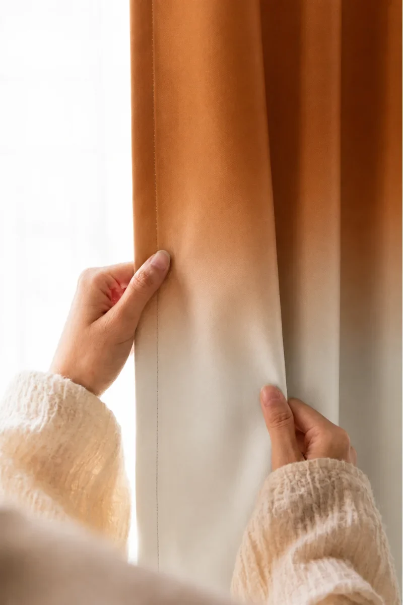 Alternative view of ORANGE FROSTED OMBRE VELVET CURTAINS – SET OF 2 PANELS