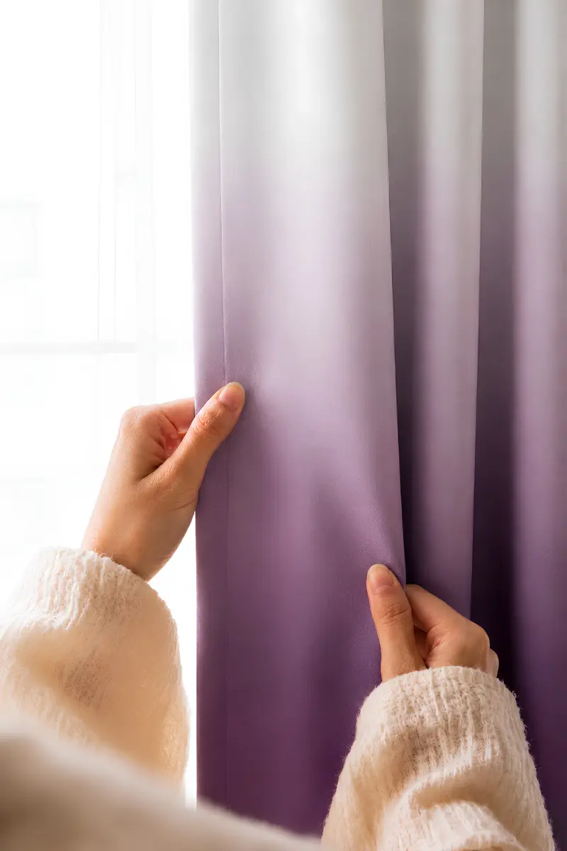 Alternative view of PLUM DIP-DYE OMBRE VELVET CURTAINS – SET OF 2 PANELS