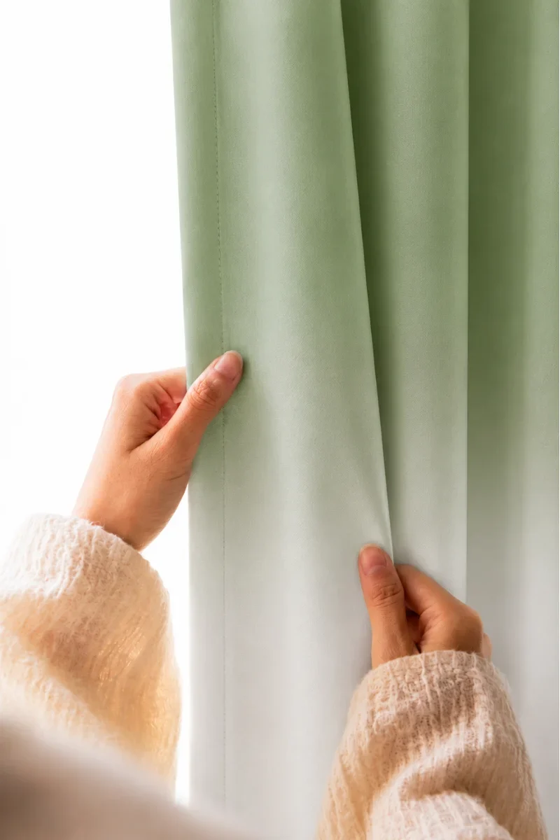 Alternative view of SAGE GREEN FROSTED OMBRE VELVET CURTAINS – SET OF 2 PANELS