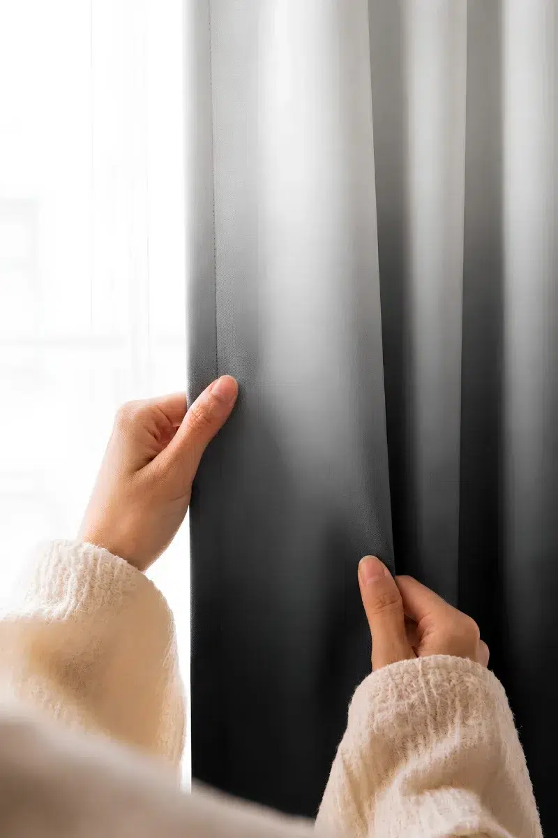 Alternative view of SOLID BLACK DIP-DYE OMBRE VELVET CURTAINS – SET OF 2 PANELS