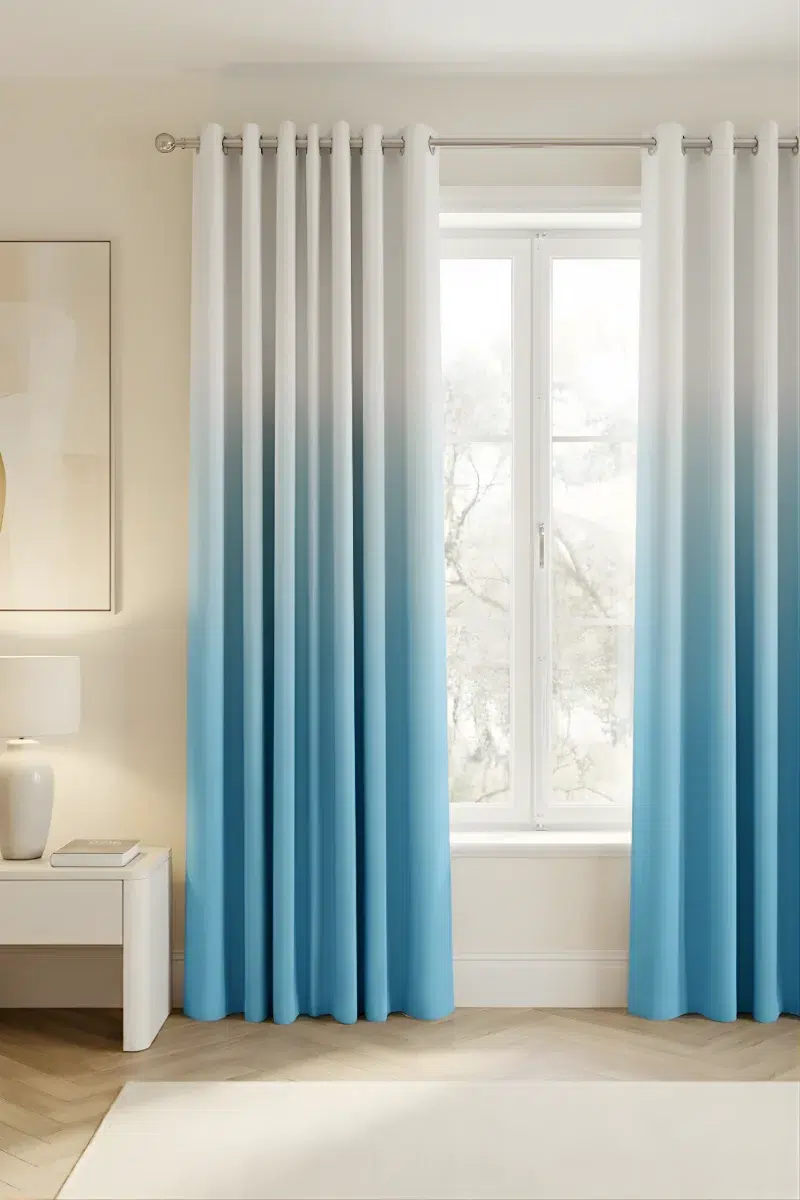Gradient Curtains dip dye skyblue