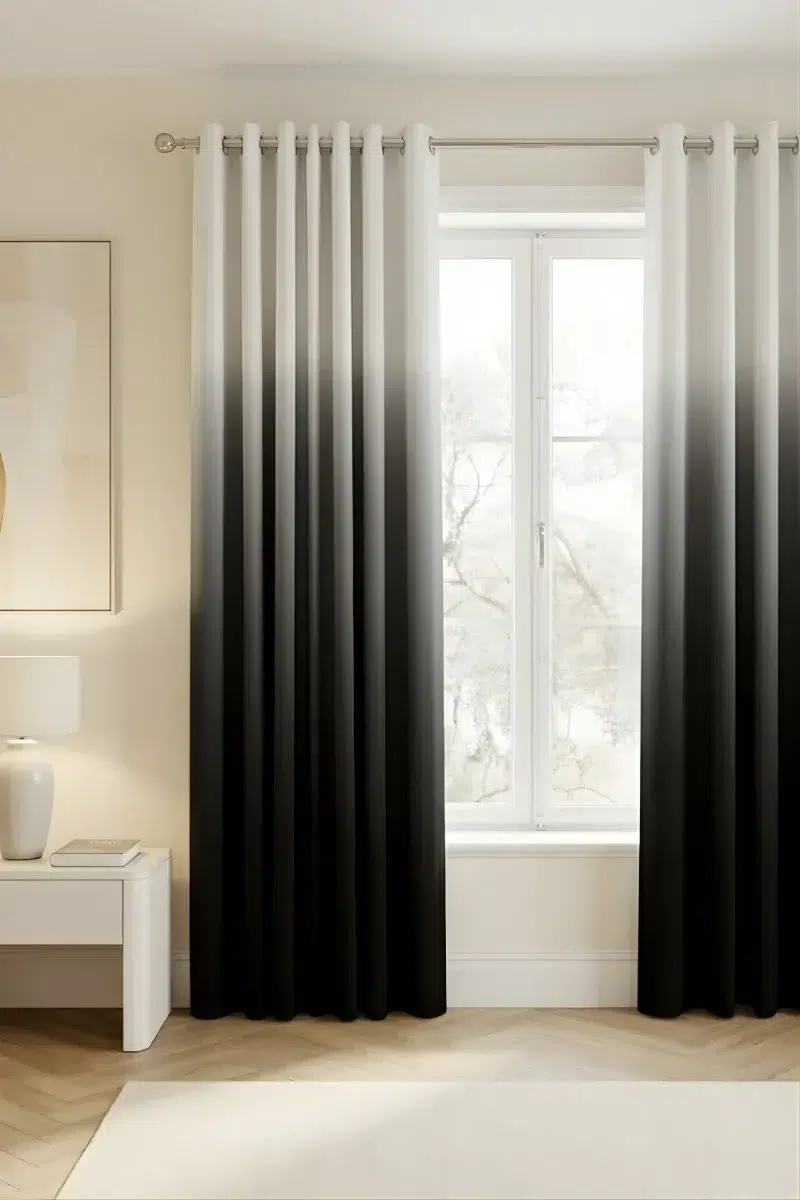 Gradient Curtains dip dye solid black