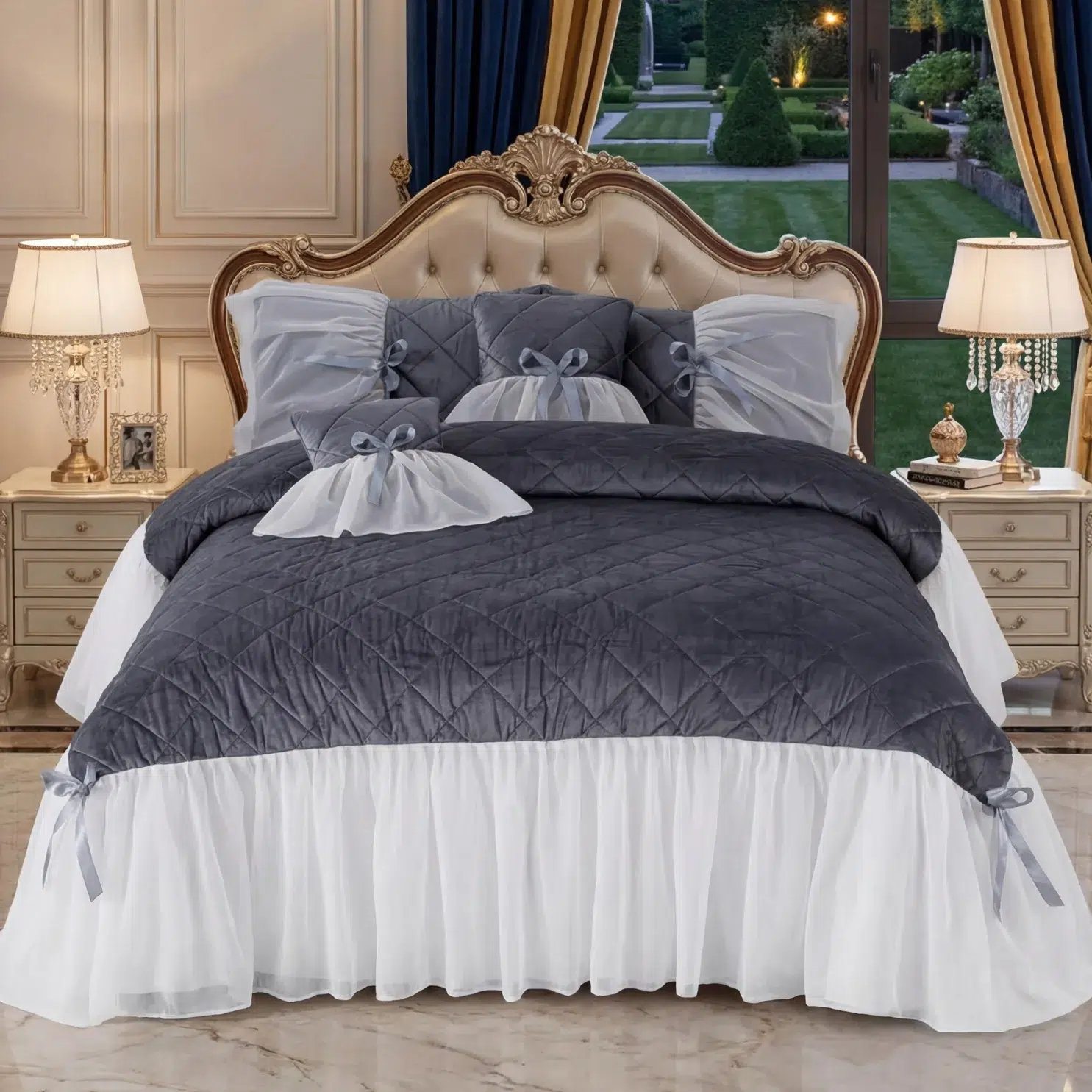 Velvet Bridal Bedsets charcoal