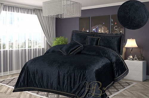Self Velvet Bed Sheets black