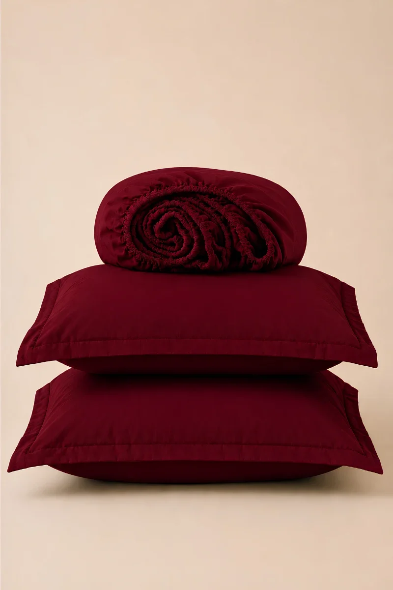 Fitted Bedsheets in Pakistan cotton burgundy