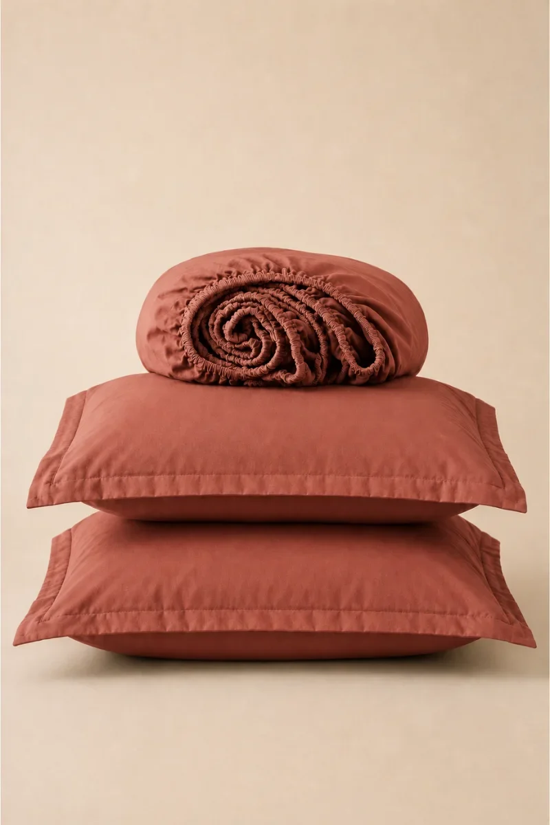 Fitted Bedsheets in Pakistan cotton terracotta