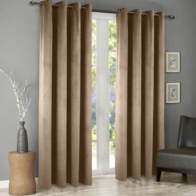 plain velvet curtains beige