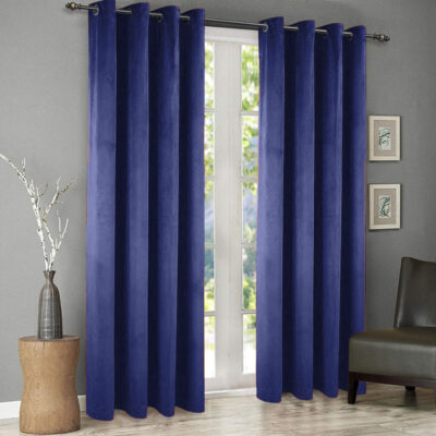 plain velvet curtains blue