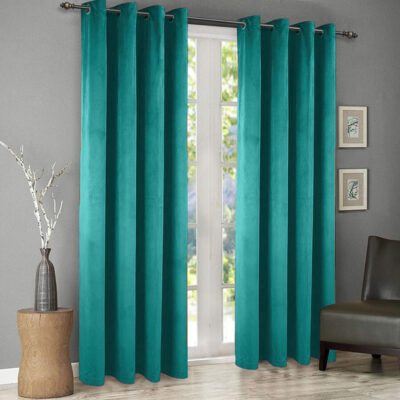 plain velvet curtains teal