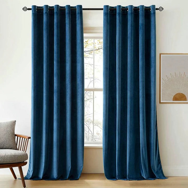 Luxury Velvet Curtains Blue