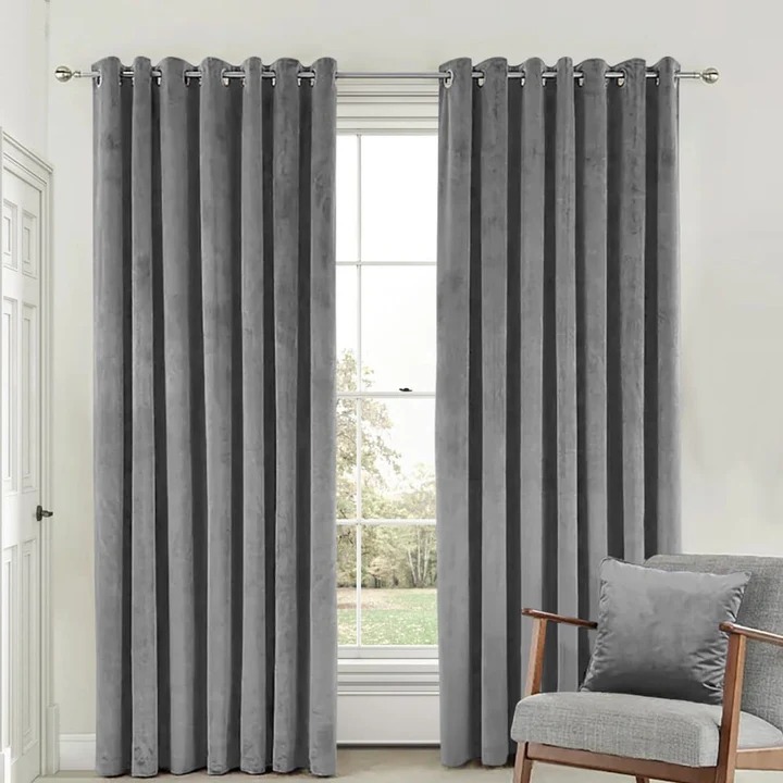 Luxury Velvet Curtains Light Grey