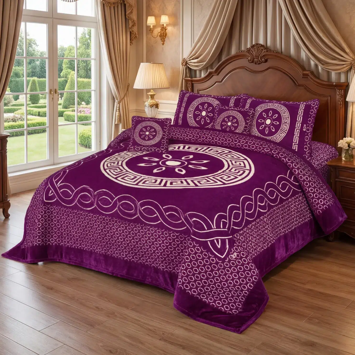 Jacquard Velvet Bedsheets purple