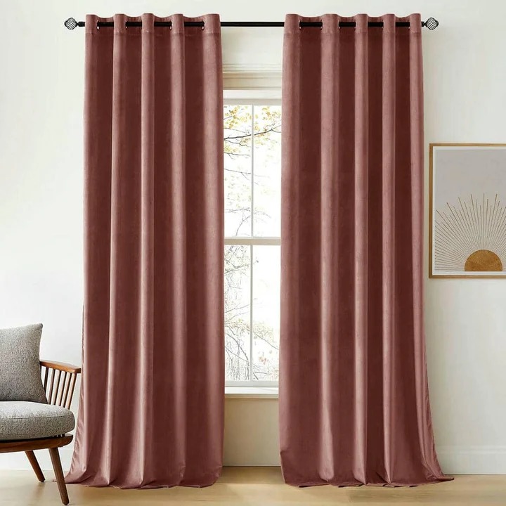 Luxury Velvet Curtains Tea Pink