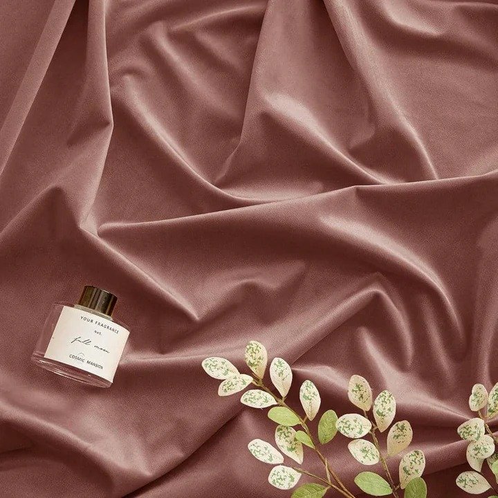 TEA PINK PLAIN SOLID VELVET CURTAINS - SET OF 2 PANELS - Image 3