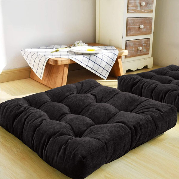 Velvet Floor Cushions Black