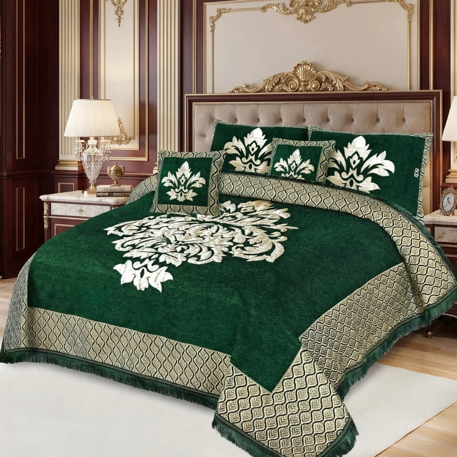Jacquard Velvet Bedsheets dgreen