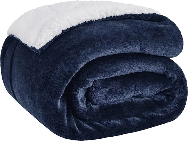 Alternative view of SHERPA FLEECE THROW BLANKET - BLUE