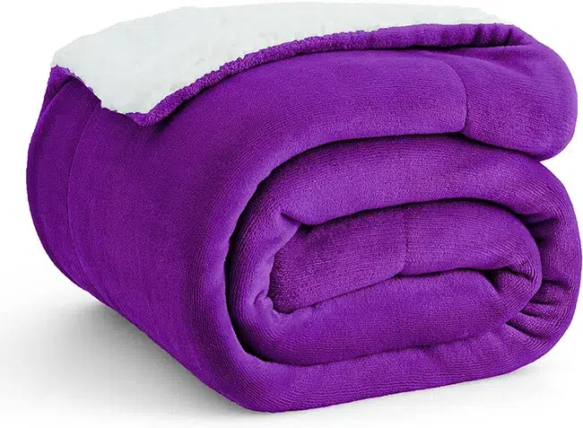 Alternative view of SHERPA FLEECE THROW BLANKET - PURPLE