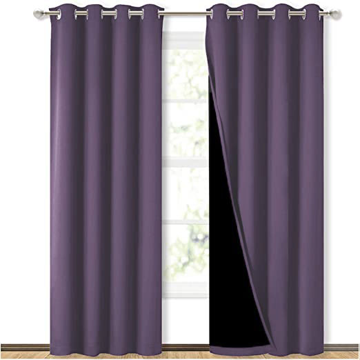 Self Jacquard blackout curtains Light purple