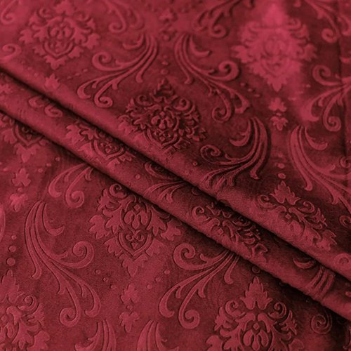 MAROON SELF PRINT VELVET CURTAINS - SET OF 2 PANELS - Image 3