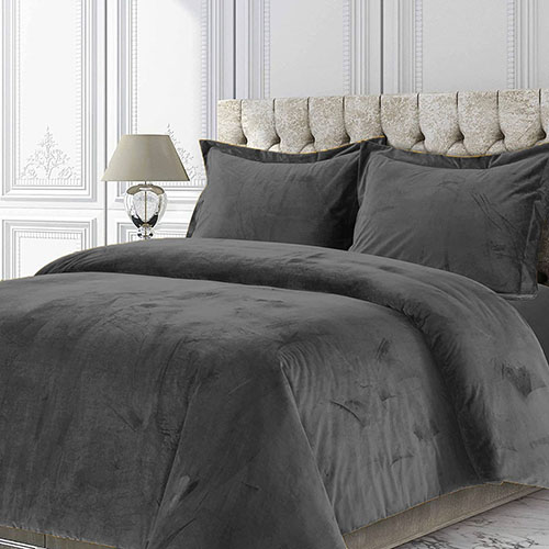 Matt velvet plain bed sheet Grey