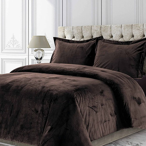 Matt velvet plain bed sheet chocolate brown
