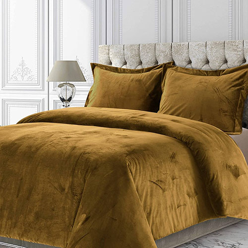 Matt velvet plain bed sheet copper