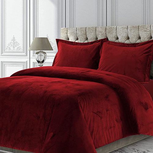 Matt velvet plain bed sheet maroon