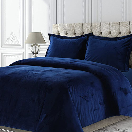 Matt velvet plain bed sheet royal blue